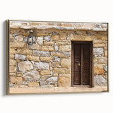 Framed canvas wall art depicting a vintage-style Dubai landscape in muted gold and black tones, ideal for bedroom decor.