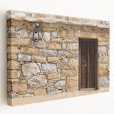 Panoramic view of Dubai skyline in muted earth tones on a large stretched canvas, suitable for kitchen wall art.