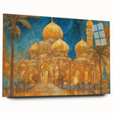 Large abstract wall art depicting a Middle Eastern Iraqi landscape in muted earth tones on acrylic glass.