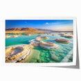 Extra large rolled print of the Dead Sea with muted blue and beige tones, ideal for art wall dining room.