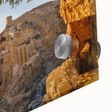 Acrylic print of Jerusalem scenery in muted earth tones, ideal for dining room art in a mid-century modernist style.