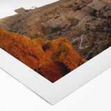 Art deco poster of Jerusalem skyline in muted gold and blue tones on rolled canvas, suitable for dining room wall art.