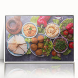 Acrylic print of a Middle Eastern scenery in art deco style with white frame, suited for modern nursery decor.