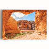 Black and white stretched canvas of Middle Eastern Jordan scenery, suitable for kitchen wall art.