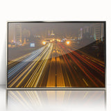 Mid-century modernist art depicting an Oman landscape in muted earth tones on a framed acrylic print.