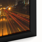 Extra large black wall art featuring a textured, colorful Middle Eastern scenery on framed canvas.