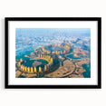 Extra large abstract art print of a Middle Eastern scenery in vibrant colors on a textured canvas.