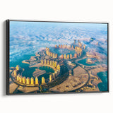 Black and white landscape art painting of a Middle Eastern scene, framed canvas, ideal for bedroom wall decor.