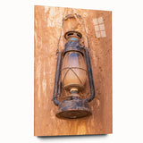 Large abstract wall art of a Middle Eastern desert scene in muted earth tones on acrylic glass.