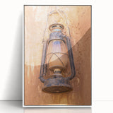 Art deco poster featuring a minimalist Saudi Arabian landscape in pastel shades on a framed acrylic.