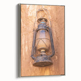 Landscape art painting of a Middle Eastern scenery in vintage poster style, framed canvas with black and colorful hues.