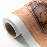 Art deco poster of a Middle Eastern desert scene in muted earth tones on rolled canvas, suitable for nursery wall art.