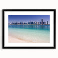 Extra large framed abstract art print of colorful, textured Abu Dhabi scenery, ideal for living room decor.