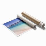 Extra large rolled print of Abu Dhabi scenery with floral elements in soft color tones.