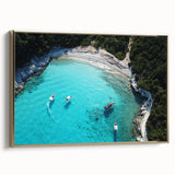 Framed canvas depicting a vintage-style landscape of Oceania, Fiji with muted earth tones, ideal for bedroom wall art.