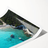 Extra large wall art featuring line art flowers in muted earth tones on a rolled canvas.