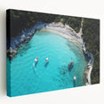 Side view of a stretched canvas featuring a serene Fiji oceanic landscape, ideal for kitchen wall art.