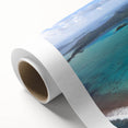 Art deco poster of Bora Bora with pastel shades on rolled canvas, ideal for nursery wall art.