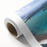 Art deco poster of Bora Bora with pastel shades on rolled canvas, ideal for nursery wall art.