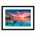 Extra large abstract art print featuring a colorful textured depiction of Tahiti, framed in black.