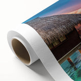 Art Deco style poster of Tahiti with vibrant oceanic and forest hues on rolled canvas, ideal for nursery wall art.