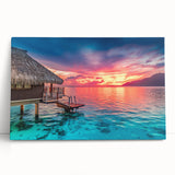 Black and white stretched canvas of Tahiti scenery, ideal for kitchen wall art or bedroom ambiance.