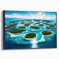 Black and white landscape art painting of Micronesia on framed canvas, ideal for bedroom wall decor.