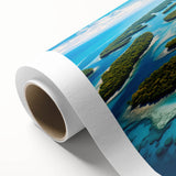 Art deco poster of Micronesian scenery in pastel colors on rolled canvas, ideal for nursery wall art.