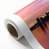 Art deco poster of Auckland skyline in pastel colors on rolled canvas, ideal for nursery wall art.