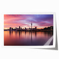 Extra large rolled print of Auckland skyline with vibrant twilight hues, ideal for art wall dining room.