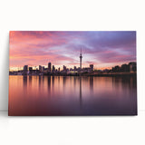 Black and white photo of Auckland skyline on stretched canvas, ideal for kitchen wall art or bedroom ambiance.