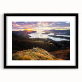 Abstract art print of a colorful, textured New Zealand Canterbury landscape on a large canvas, ideal for living room decor.