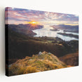 Large stretched canvas featuring a serene New Zealand Canterbury landscape in soft green and blue tones.