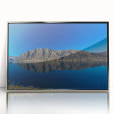 Mid-century modernist art depicting the Otago, New Zealand scenery in silver framed acrylic, ideal for nursery wall art.