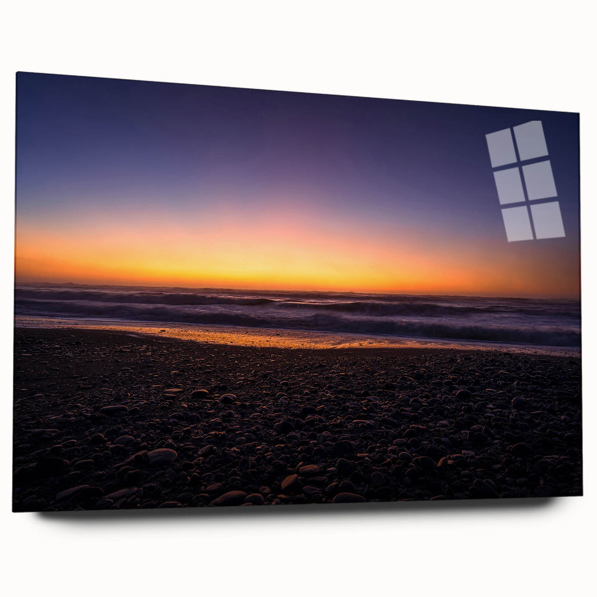Large abstract wall art of New Zealand's West Coast in muted blues and greens on acrylic glass.