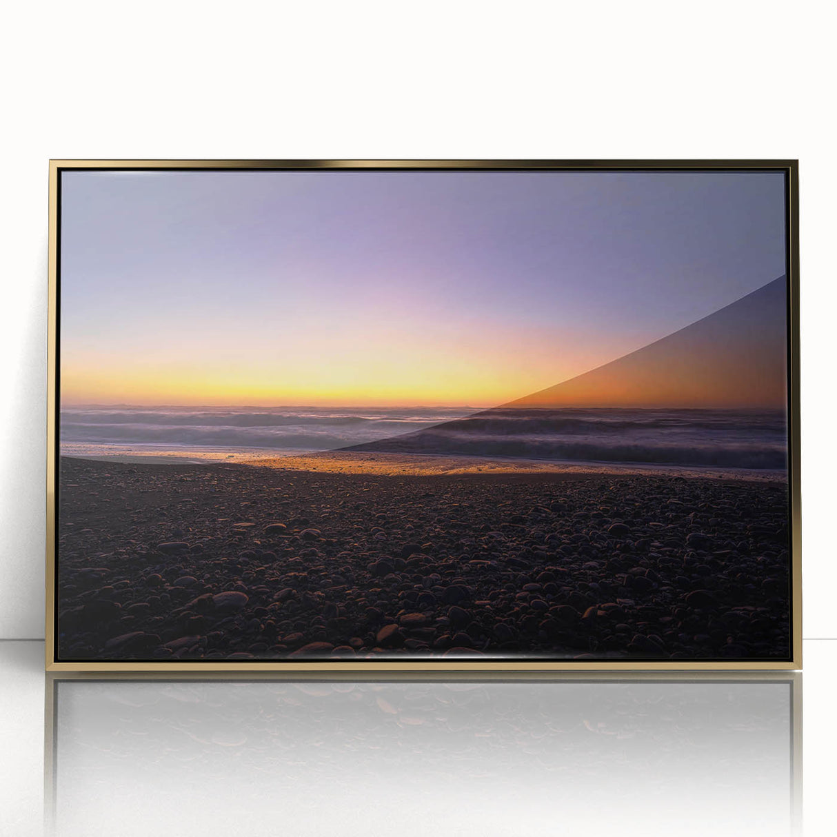 Framed acrylic print of a New Zealand west coast scenery in soft, earthy tones, ideal for modern art wall decor.