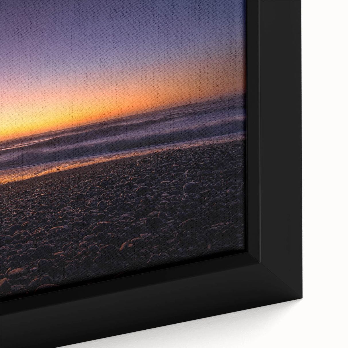 Extra large black wall art of New Zealand's West Coast on textured canvas, framed, with colorful accents.