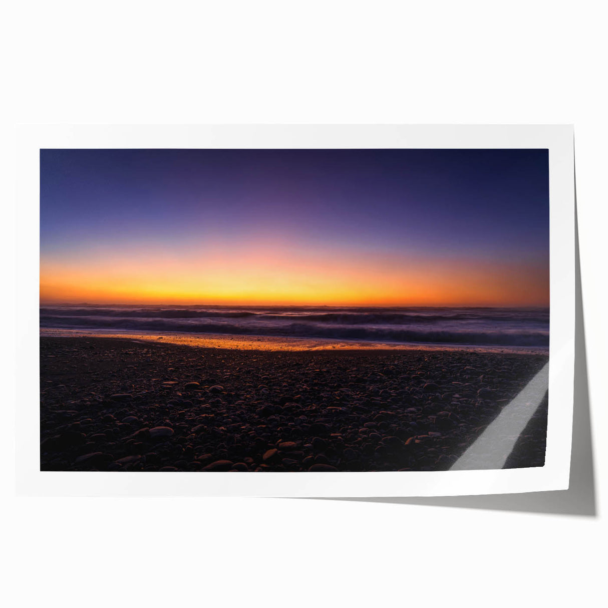 Scenic New Zealand West Coast landscape on rolled print, featuring muted earth tones, ideal for dining room wall art.
