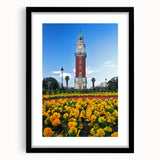 Extra large colorful abstract art print of Buenos Aires, featuring vibrant blue and orange hues on a textured canvas.