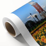 Art deco poster of Buenos Aires skyline in pastel shades on rolled canvas, ideal for nursery wall art.