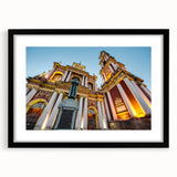 Extra large abstract art print featuring a textured, colorful depiction of an Argentine landscape on a framed canvas.