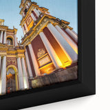 Extra large framed canvas featuring a textured depiction of an Argentine scenery in black with colorful accents.