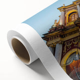 Art deco poster of a stylized Argentine landscape in soft pastel colors on rolled canvas, ideal for nursery wall art.