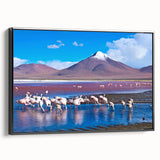 Black and white framed canvas of a Bolivian landscape, ideal for bedroom wall decor.