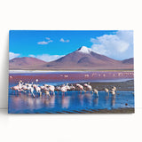 Black and white photo of Bolivian landscape on stretched canvas, ideal for kitchen wall art or bedroom.