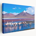Side view of a large stretched canvas depicting a Bolivian landscape with muted earth tones, ideal for kitchen wall art.