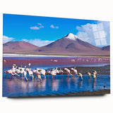 Large abstract wall art of a Bolivian landscape on acrylic glass, featuring earthy tones.