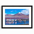 Extra large abstract art print of a colorful Bolivian landscape, textured on a black framed canvas.