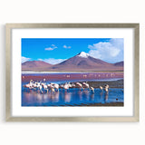 Textured abstract art print depicting the Bolivian landscape, with earth tones on a framed silver mat.