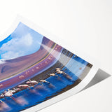 Extra large wall art featuring line art flowers in soft pastel shades on a rolled print.